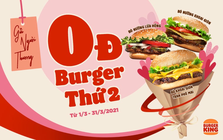 MUA BURGER THỨ 2 GIÁ 0đ